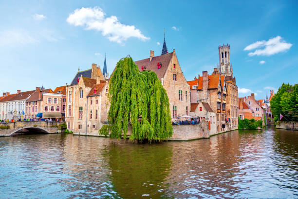 브뤼헤, 벨기에 묵의 quai - bruges town hall 뉴스 사진 이미지