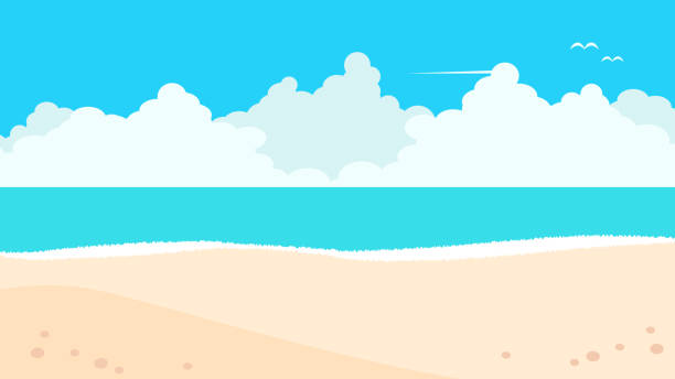 Sky, beach and sea background illustration Sky, beach and sea background vector illustration material. sand clipart stock illustrations