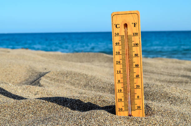 istock Thermometer on the Sand Beach 1401350922