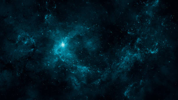 istock Space background. Colorful fractal blue nebula with star field 1401351173