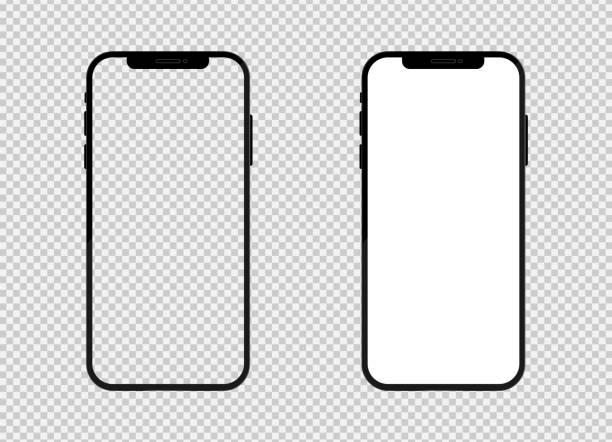 Phone blank display or screen. Mobile phone template and illustration. Modern device and white design. Realistic phone for communication and business. Isolated design. Vector Phone blank display or screen. Mobile phone template and illustration. Modern device and white design. Realistic phone for communication and business. Isolated design. Vector. iphone stock illustrations