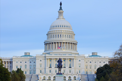 United States Capitol building at dusk ( Washington DC).