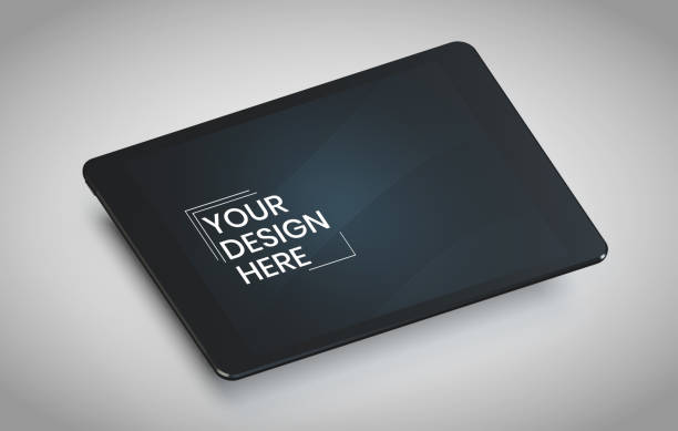 Tablet screen on white background mock up. Tablet modern monitor design. mock up isolated on gray background PSD. Save with clipping path.