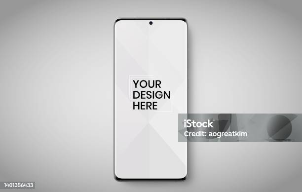 Smartphone Screen On White Background Mock Up Phone Modern Screen Design Mock Up Isolated On Gray Background Psd Save With Clipping Path Stock Photo - Download Image Now
