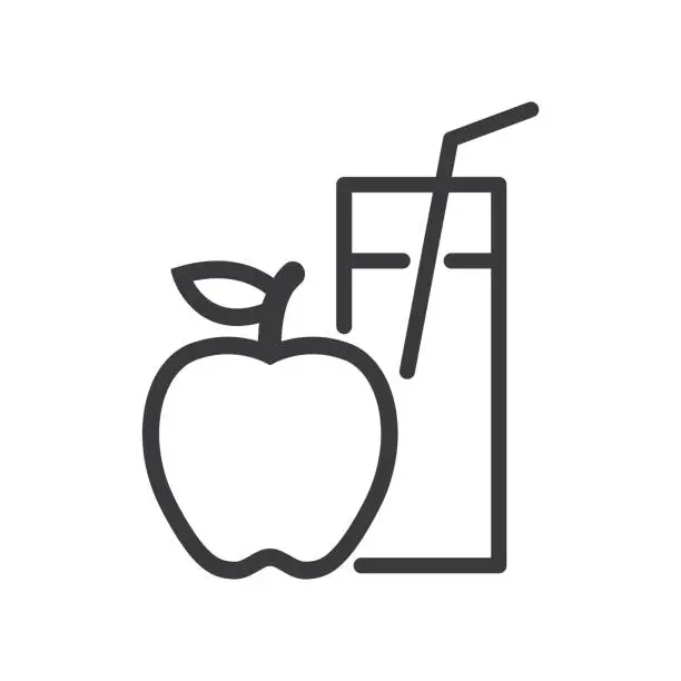 Vector illustration of Apple juice, fresh fruit, icon, vector.