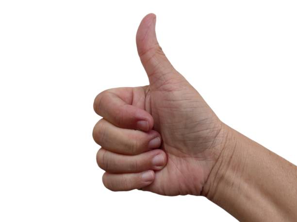 male hand The right hand signifies excellent. left handed catcher stock pictures, royalty-free photos & images