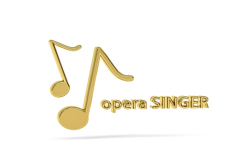 Golden 3d opera singer icon isolated on white background - 3d render