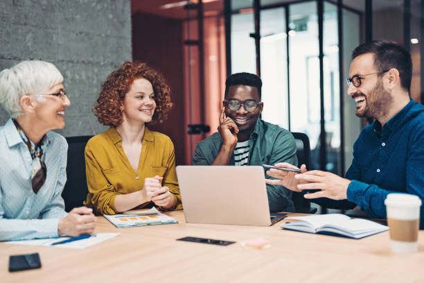 istock Group of creative business people working together 1401358435