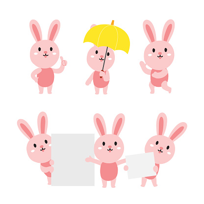 Chingis Rabbit Cartoon Cute Rabbit Cartoon Presenting Chibi Concept Stock Illustration ...