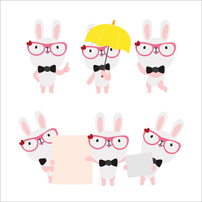 Chingis Rabbit Cartoon Cute Rabbit Cartoon Presenting Chibi Concept Stock Illustration ...