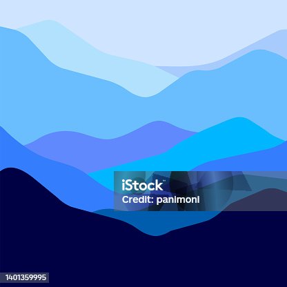 istock Multicolor mountains panorama, translucent waves, abstract color glass shapes, modern background, vector design Illustration for you project 1401359995
