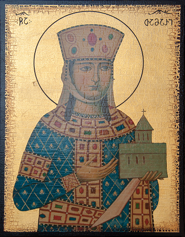 Queen of the Kingdom of Georgia Tamar (1160-1213), King Tamar, XII c.The icon hangs in the medieval monastery of Vardzia, excavated on the slopes of Mount Erusheti, Georgia. June 24, 2018 Georgia