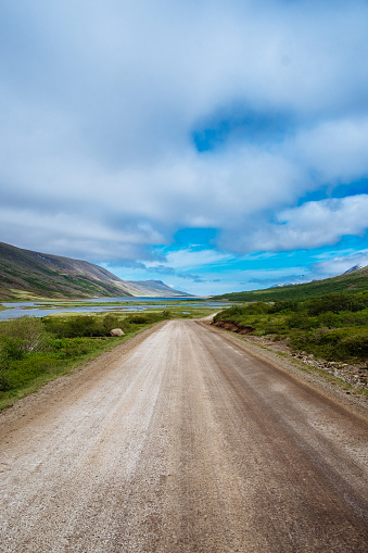 Gravel road in the Icelandic wilderness