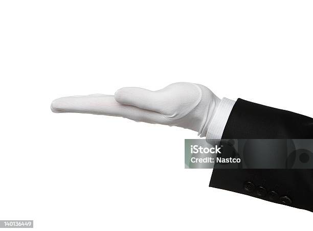 Butlers Hand Mit Einem Produkt Stockfoto und mehr Bilder von Handschuh - Handschuh, Schutzhandschuh, Weiß