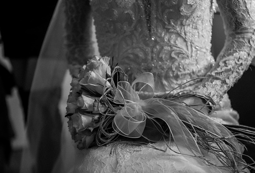 Bridal Bouquet , Wedding Detail , Black and White Photography Wedding Ceremony