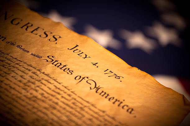 istock United States Declaration of Independence on flag background 140136514
