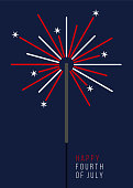 istock 4th of July Greeting Card with Sparkler. 1401365699