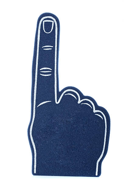 istock Blue foam finger signaling we are number 1 140136577