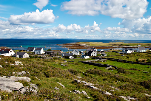 overview of Kileany and the beautiful landscape of Inis Mór Island, Ireland