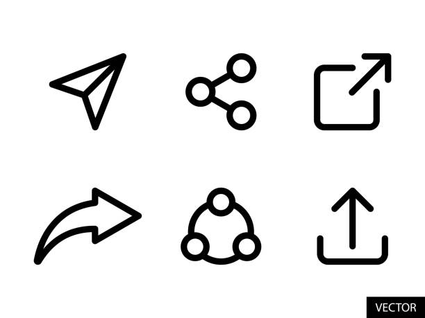 udostępnij ikonę wektorową ustawioną w stylu liniowym do projektowania stron internetowych, aplikacji, interfejsu użytkownika, izolowanych na białym tle. edytowalny obrys. ilustracja wektorowa eps 10. - wspólnie korzystać stock illustrations