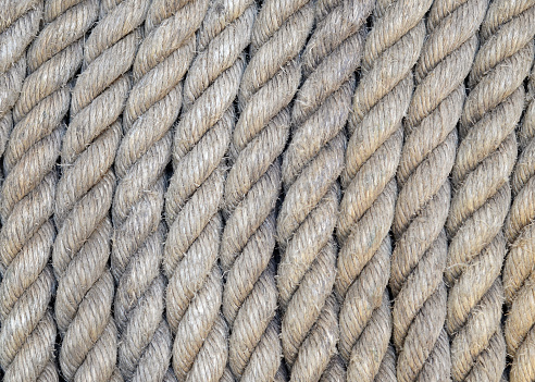 Fishing nets and ropes on the quay of the port of Urla Izmir, Turkey