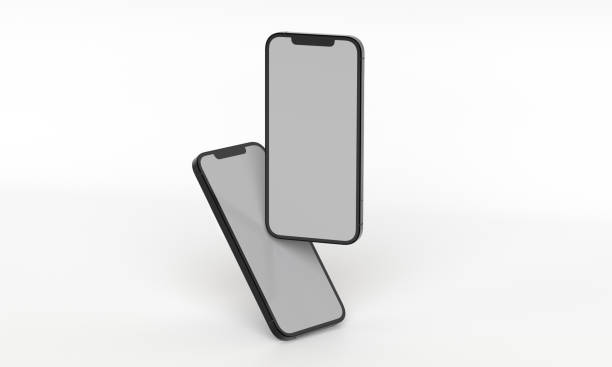 istock Illustration 3d render of isometric rectangles simulating a telephone in a 3d space with blank spaces. From different perspectives and views to help rock up for applications. 1401374182
