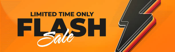ilustrações, clipart, desenhos animados e ícones de banner de tempo limitado de venda flash - announcement message flash