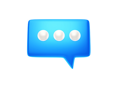 3d render Social Media Chat blue icon (isolated on white and clipping path)