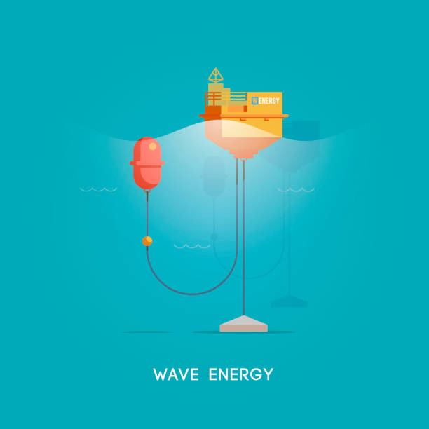 대체 에너지원. - tide power wave fuel and power generation stock illustrations