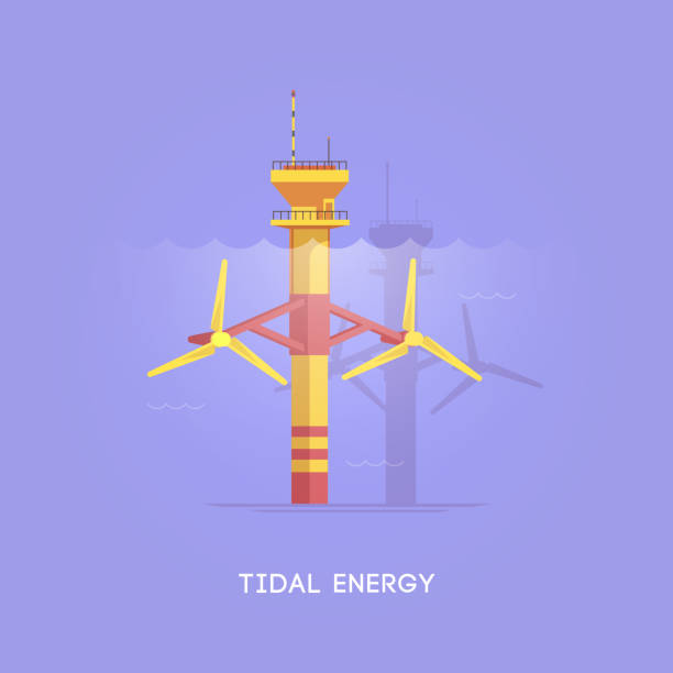 альтернативные источники энергии. - tidal energy stock illustrations