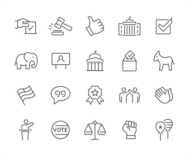 illustrations, cliparts, dessins animés et icônes de ensemble d’icônes politiques. poids de contour modifiable. icônes parfaites au pixel près. - interface icons politics american flag voting