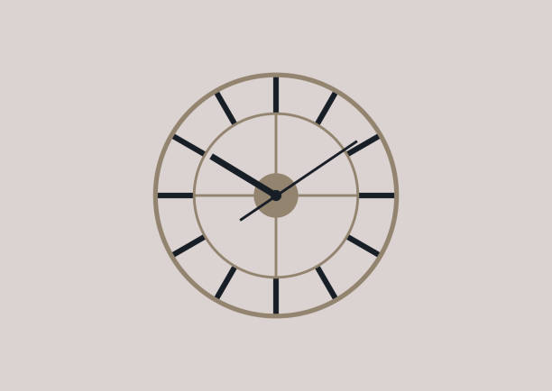 vintage metallic wanduhr mit verzierten elementen - number alarm clock clock hand old fashioned stock-grafiken, -clipart, -cartoons und -symbole