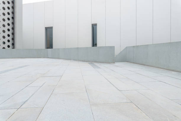 istock empty ground floor in front of modern architecture exterior. 1401382742