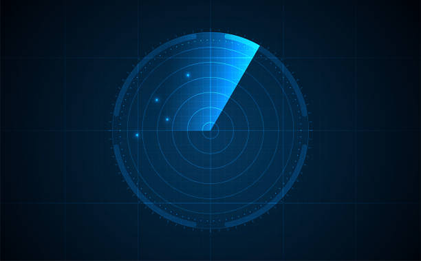 illustrazioni stock, clip art, cartoni animati e icone di tendenza di schermo radar, sfondo della tecnologia astratta - radar