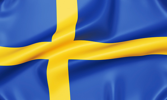 Flag of Sweden, realistic 3d rendering.