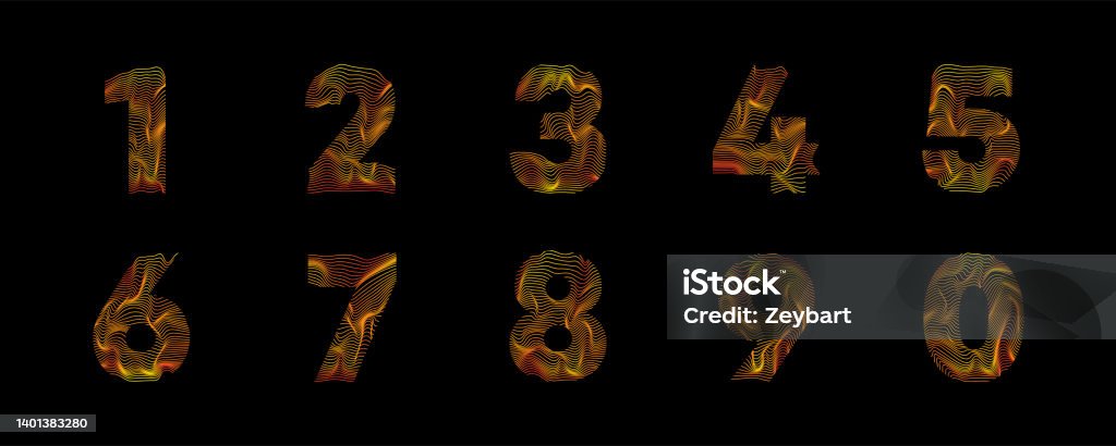 Numbers Effects Wave Wavy Line Number Set Numbers With Motion Wave Number Logo With Colorful ...