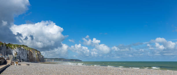 Beautiful Normandy's coastline on a cloudy day.