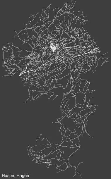 Vector illustration of Street roads map of the HASPE DISTRICT, HAGEN