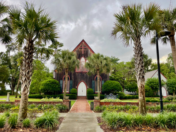Historic Church of the Cross, Bluffton, South Carolina (USA) stock photo