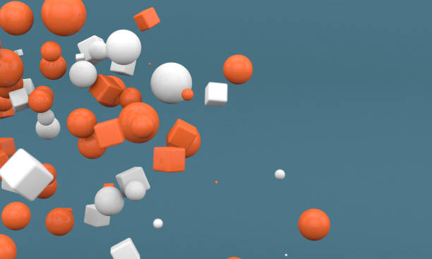 istock White and orange geometric 3d shapes on blue background. Abstract 3d illustration 1401385706