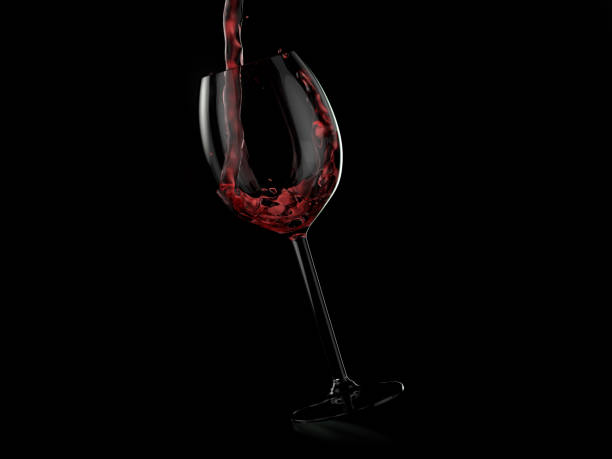 赤ワインを注いだワイングラス。リアルな3dイラスト - wine wine bottle drink alcohol ストックフォトと画像