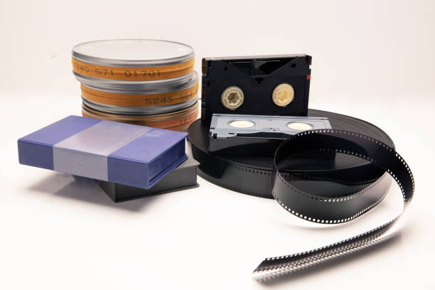 Vintage Film Reel and Video tape stock photo