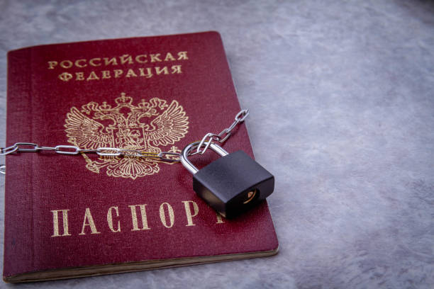 istock Ban for Russian citizens. Passport blocked. Closed borders. 1401391049