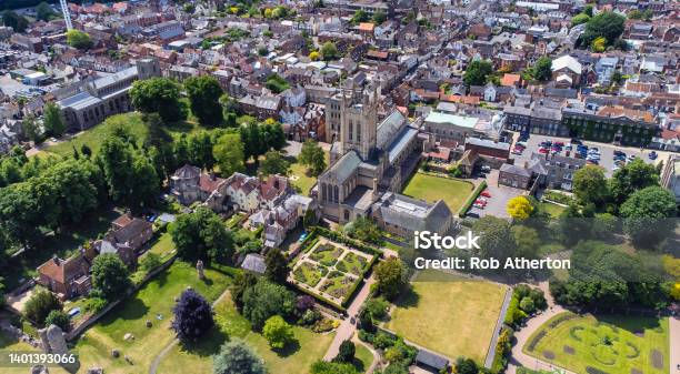 An Aerial View Of The St Edmundsbury Cathedral In Bury St Edmunds Suffolk Uk Stock Photo - Download Image Now
