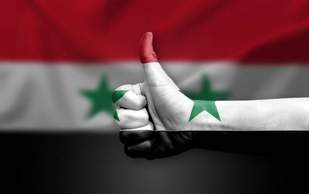 istock Hand making thumb up painted with flag of syria 1401393266
