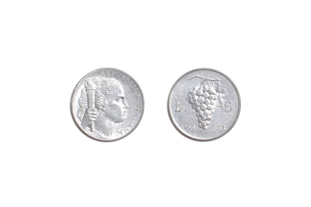 istock old coin, Italy 5 Lire 1401396835