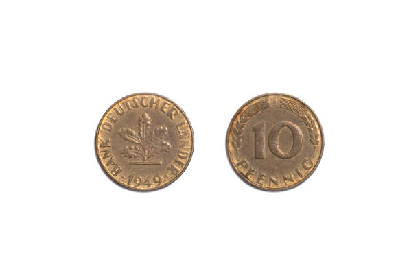 istock old coin, 10 Germany Pfennig 1401397141