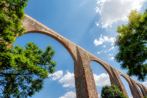 A Premium image with copyspace of the arches of queretaro in mexico