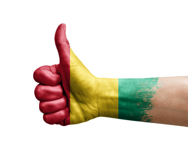 istock Hand making thumb up painted with flag of guinea 1401399197