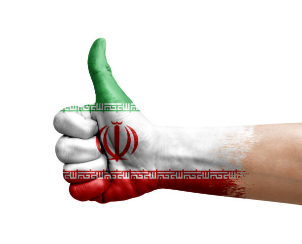 istock Hand making thumb up painted with flag of iran 1401401271
